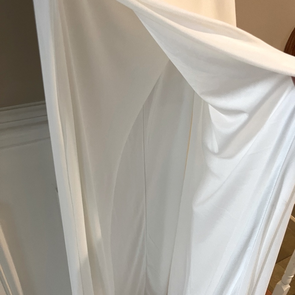 Strapless White Evening Gown with Front Slit - Picture 11 of 13
